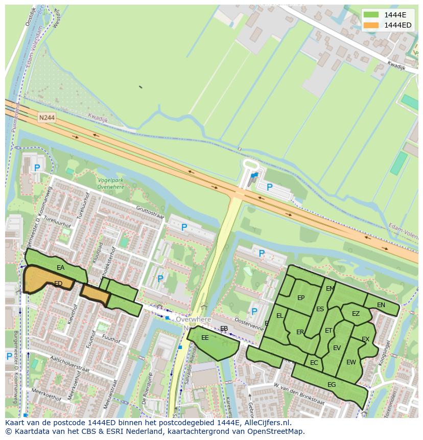 Afbeelding van het postcodegebied 1444 ED op de kaart.