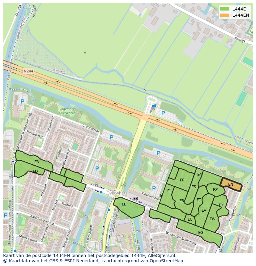 Afbeelding van het postcodegebied 1444 EN op de kaart.
