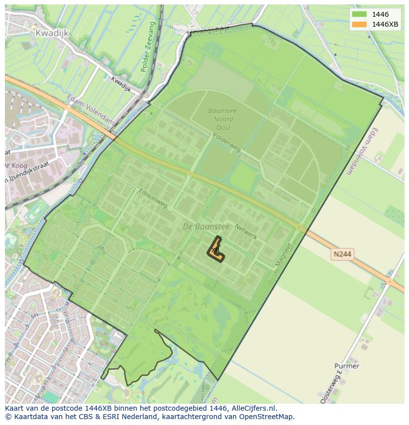 Afbeelding van het postcodegebied 1446 XB op de kaart.