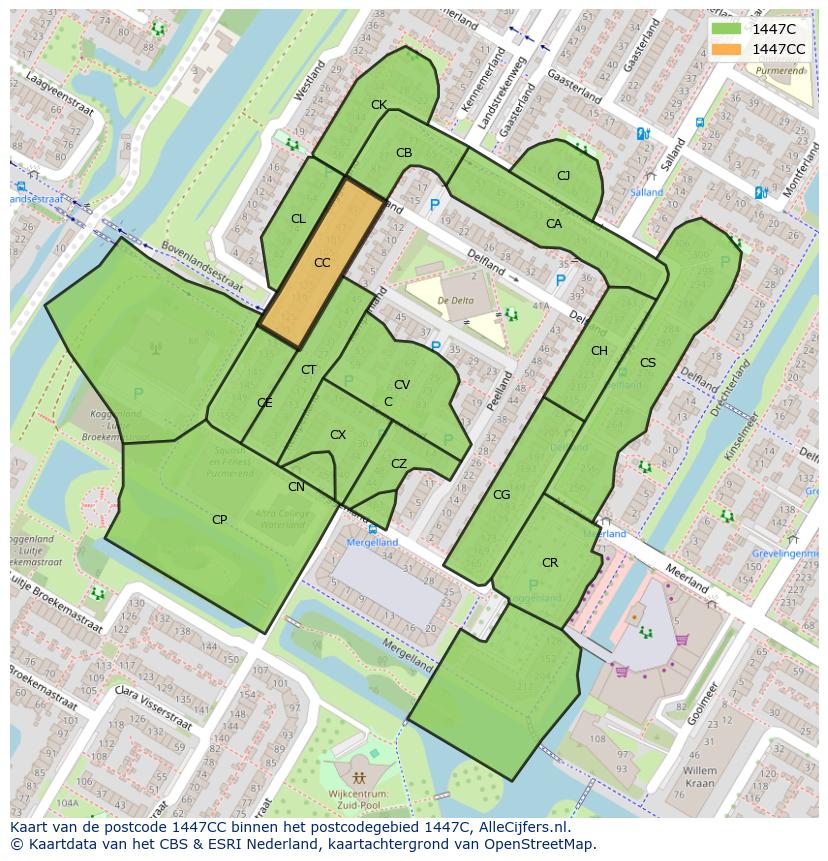 Afbeelding van het postcodegebied 1447 CC op de kaart.