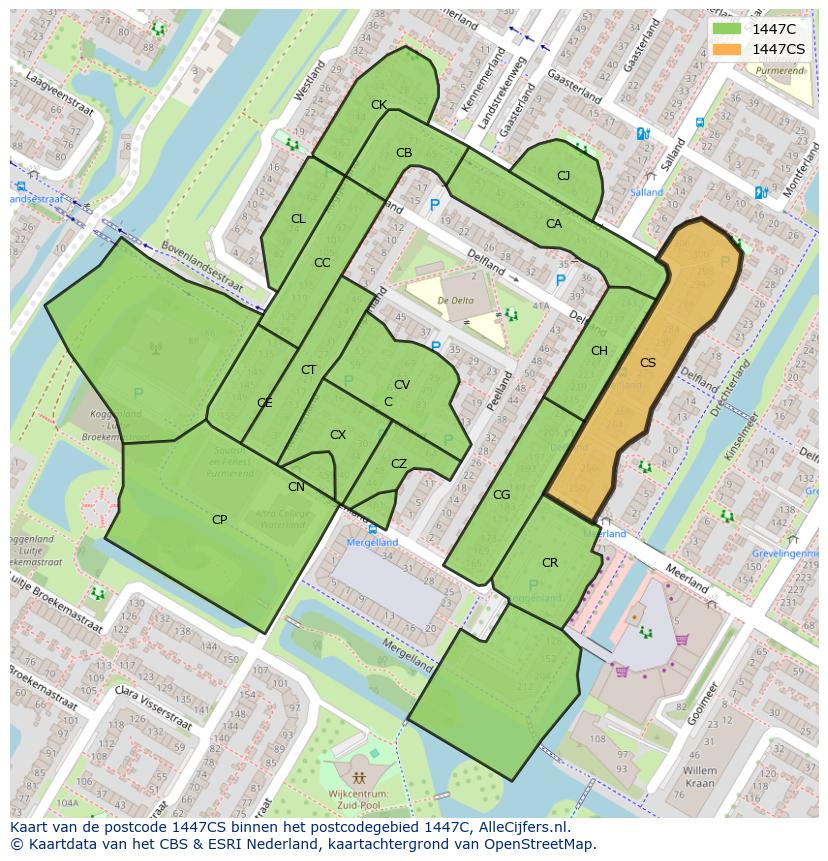Afbeelding van het postcodegebied 1447 CS op de kaart.