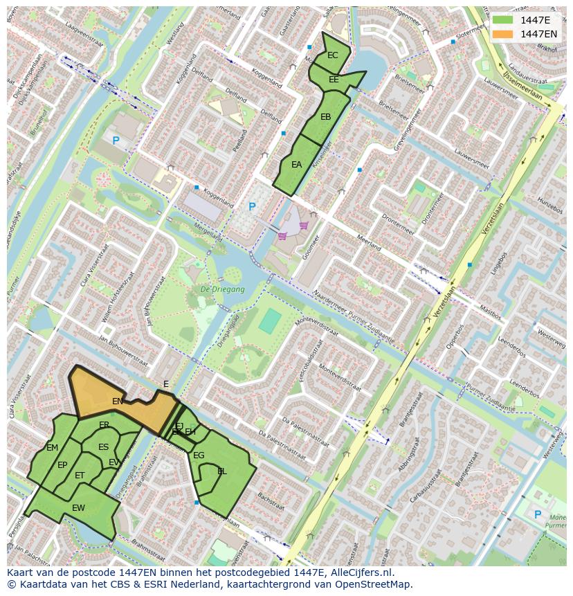 Afbeelding van het postcodegebied 1447 EN op de kaart.