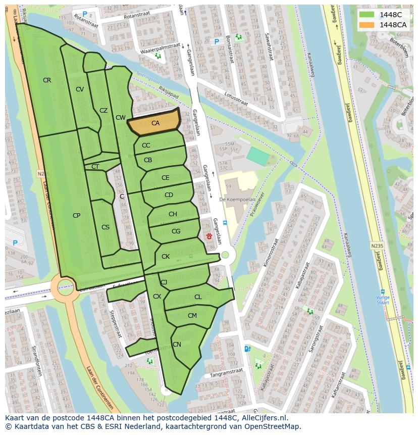 Afbeelding van het postcodegebied 1448 CA op de kaart.