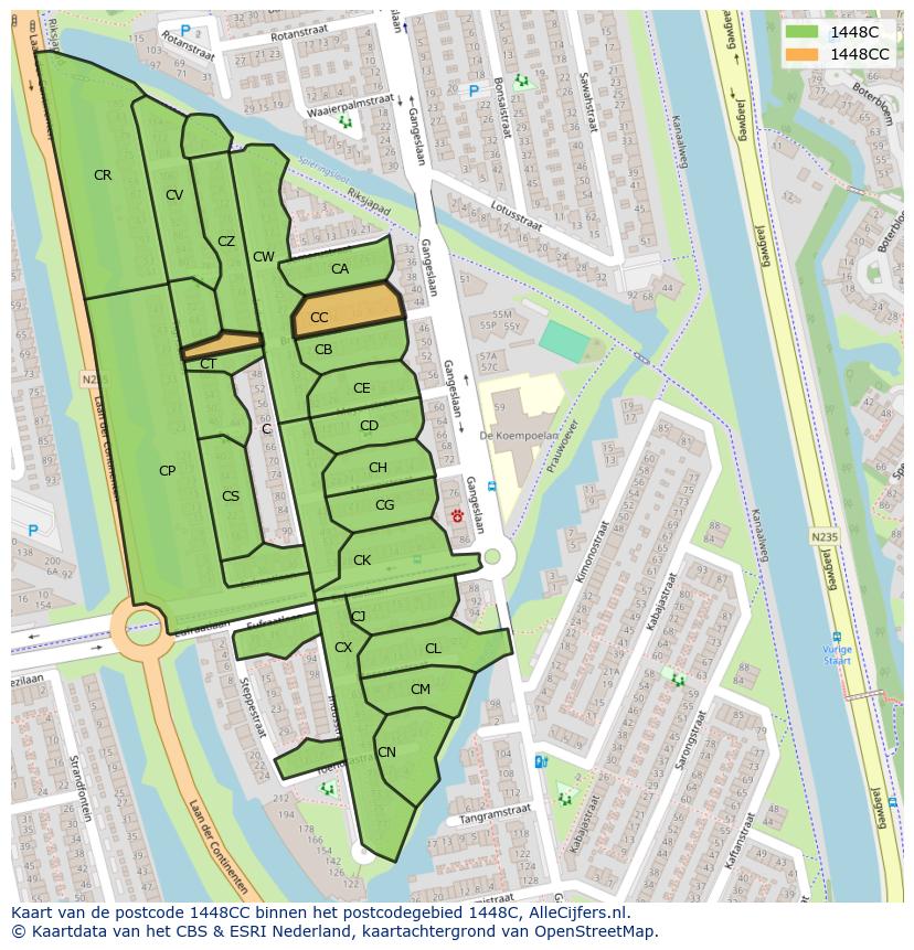 Afbeelding van het postcodegebied 1448 CC op de kaart.