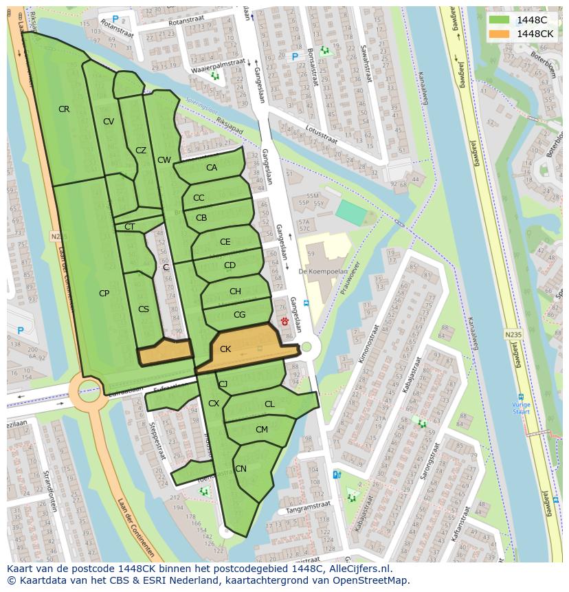 Afbeelding van het postcodegebied 1448 CK op de kaart.