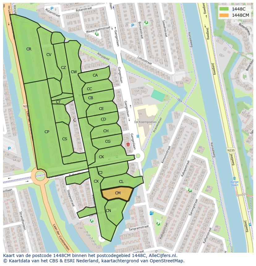 Afbeelding van het postcodegebied 1448 CM op de kaart.