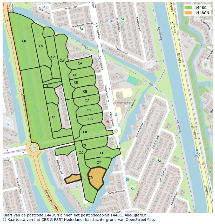 Afbeelding van het postcodegebied 1448 CN op de kaart.