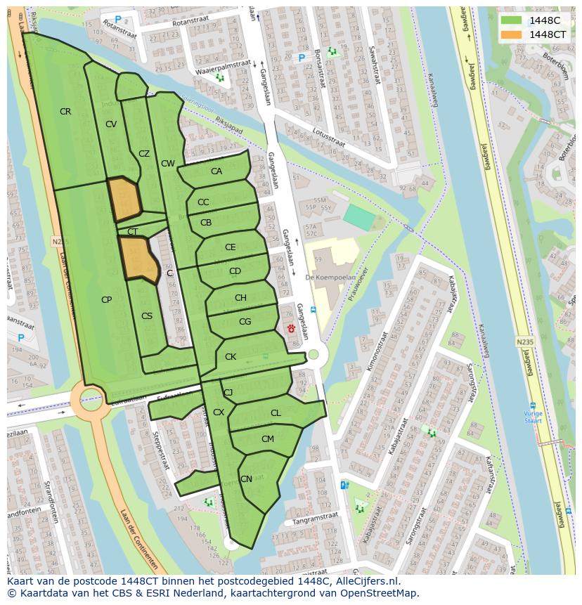Afbeelding van het postcodegebied 1448 CT op de kaart.