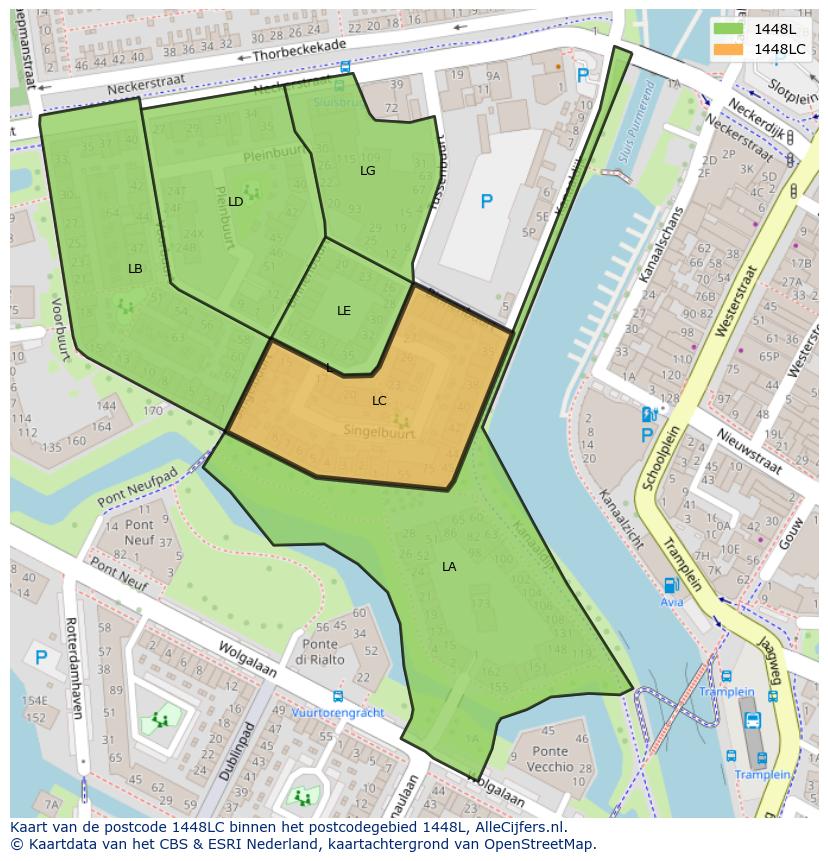 Afbeelding van het postcodegebied 1448 LC op de kaart.