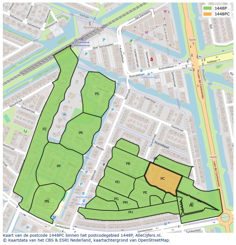 Afbeelding van het postcodegebied 1448 PC op de kaart.