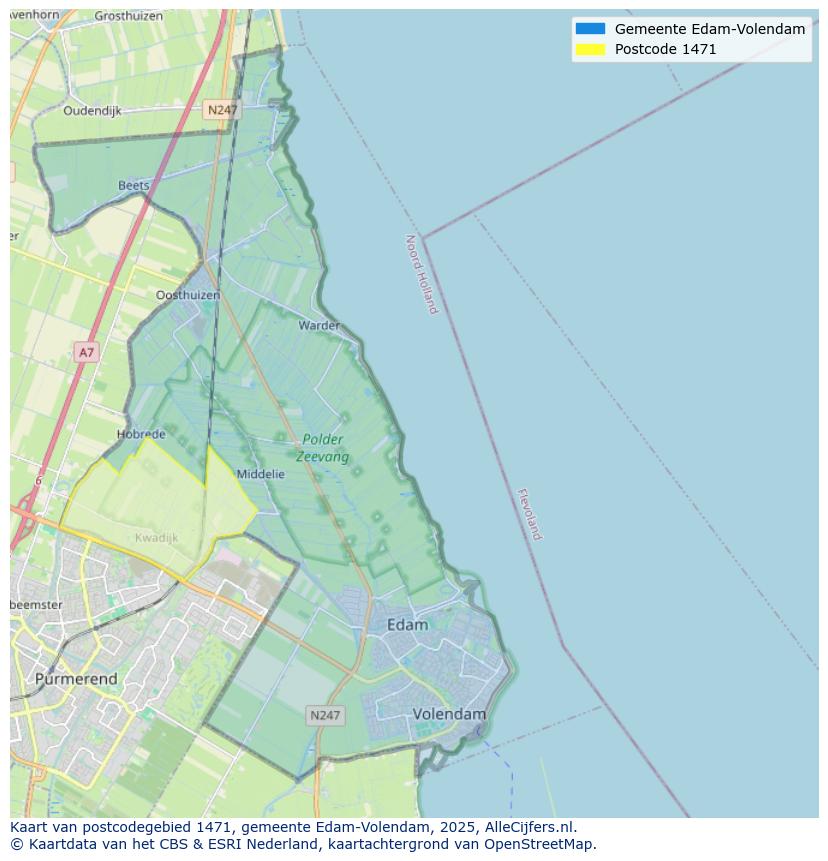 Afbeelding van het postcodegebied 1471 op de kaart.