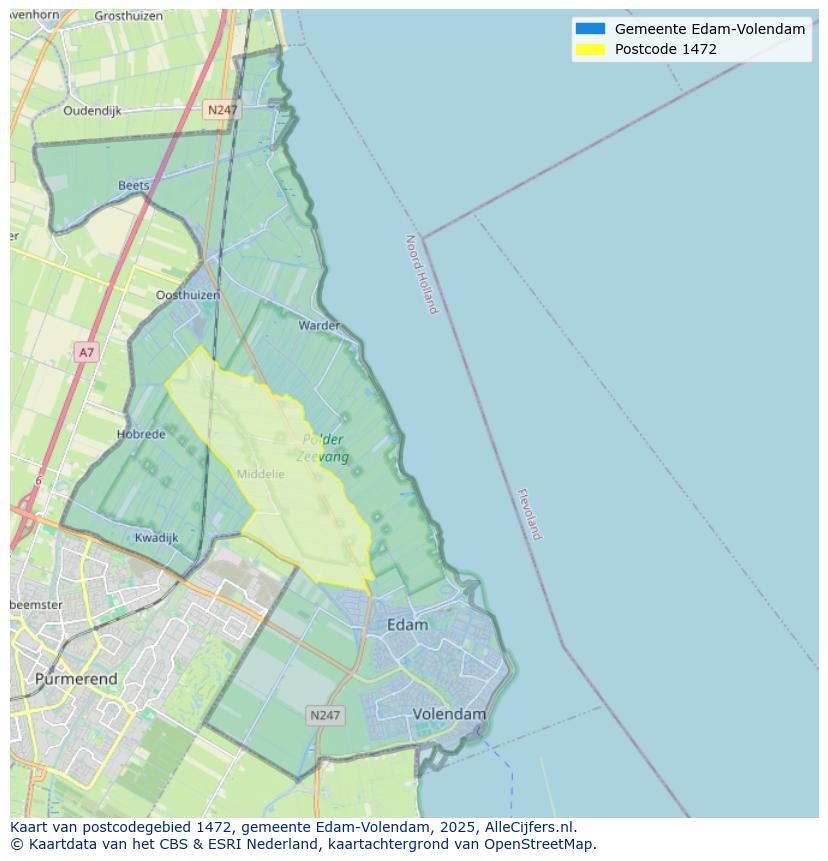 Afbeelding van het postcodegebied 1472 op de kaart.