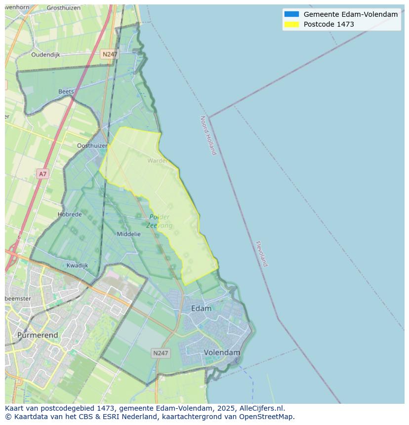 Afbeelding van het postcodegebied 1473 op de kaart.