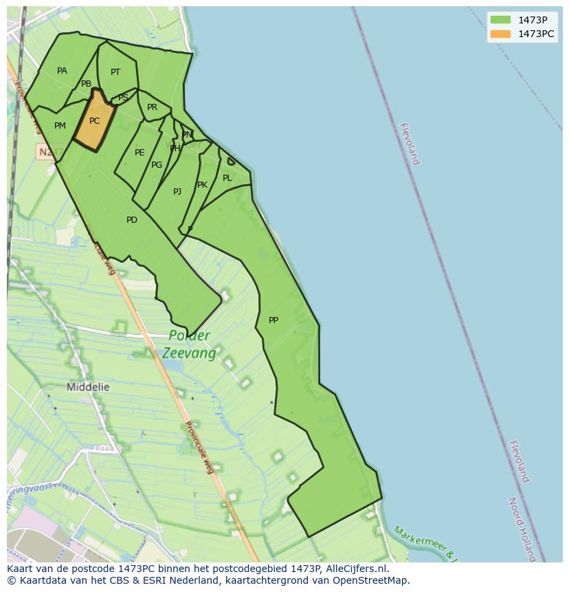 Afbeelding van het postcodegebied 1473 PC op de kaart.