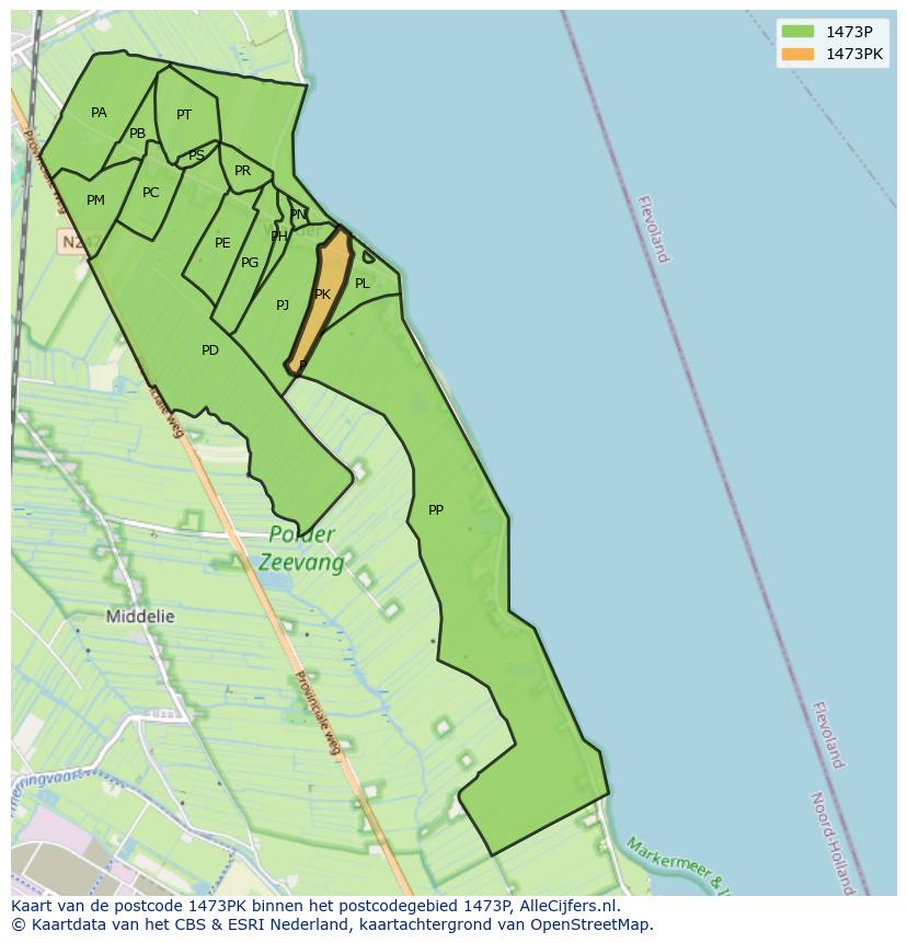 Afbeelding van het postcodegebied 1473 PK op de kaart.