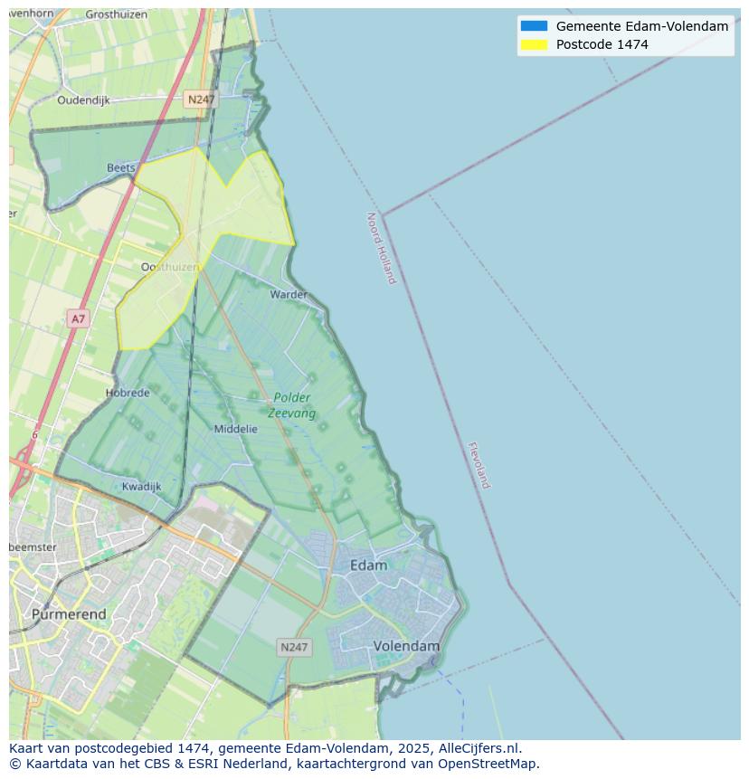Afbeelding van het postcodegebied 1474 op de kaart.