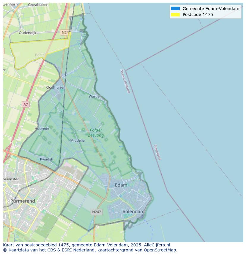 Afbeelding van het postcodegebied 1475 op de kaart.
