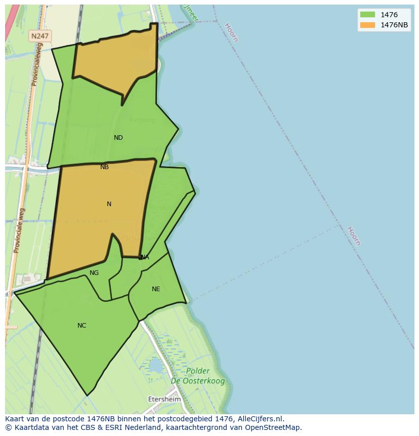Afbeelding van het postcodegebied 1476 NB op de kaart.
