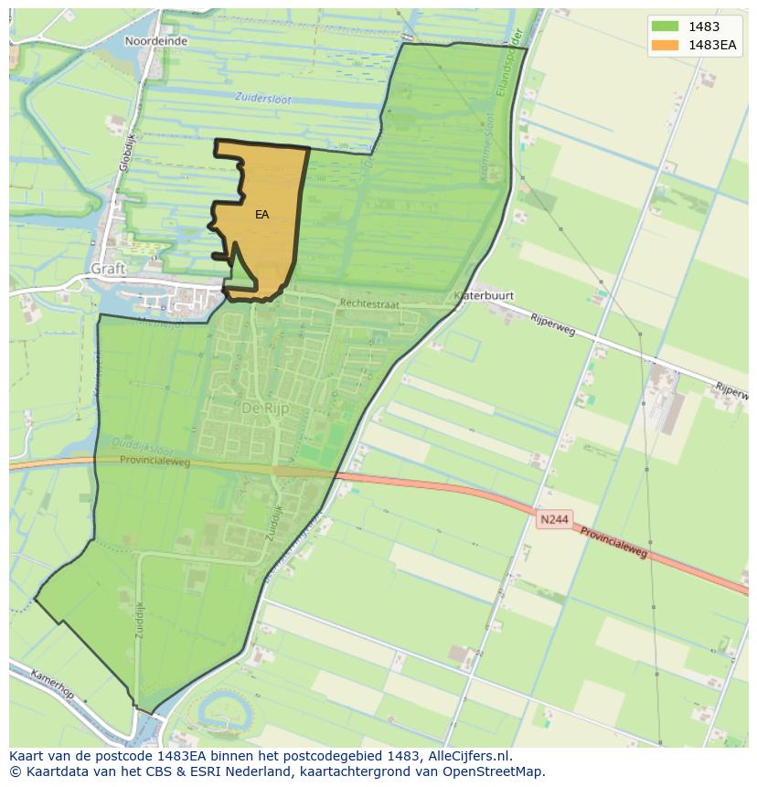 Afbeelding van het postcodegebied 1483 EA op de kaart.