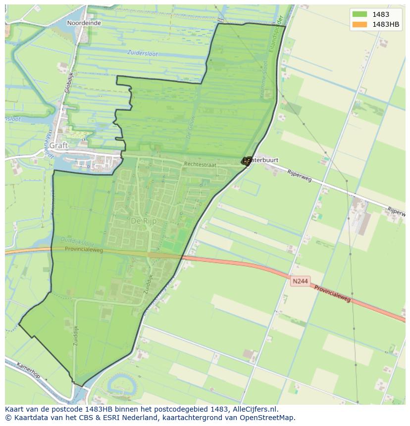 Afbeelding van het postcodegebied 1483 HB op de kaart.