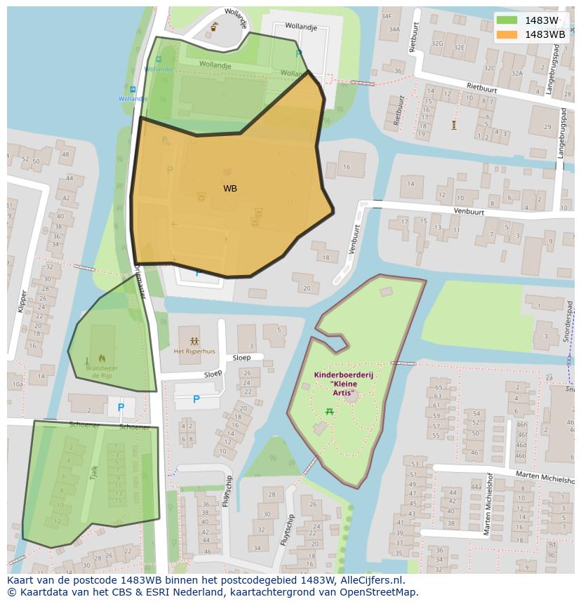 Afbeelding van het postcodegebied 1483 WB op de kaart.