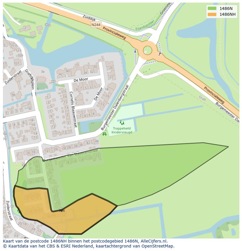 Afbeelding van het postcodegebied 1486 NH op de kaart.