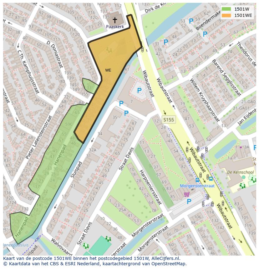 Afbeelding van het postcodegebied 1501 WE op de kaart.