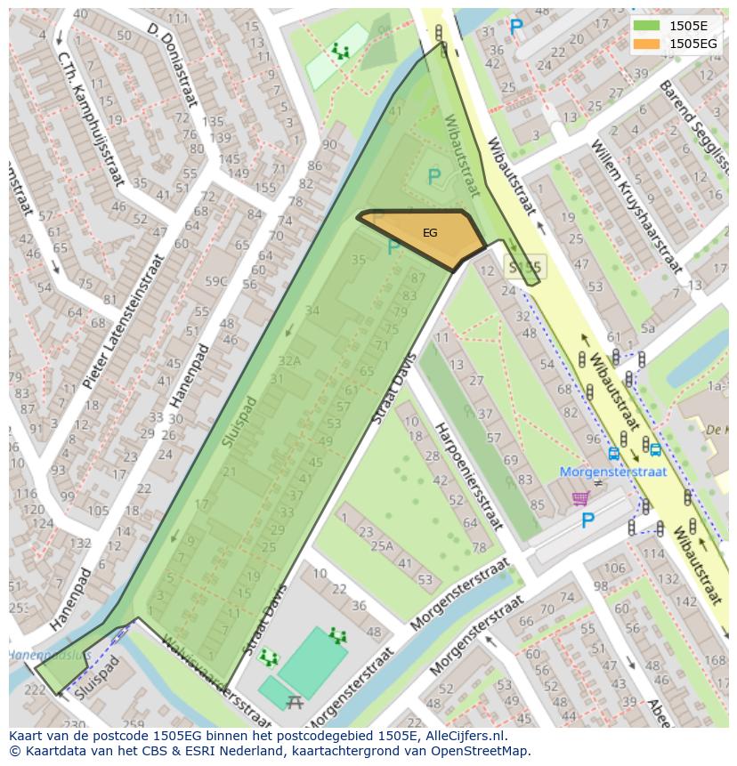 Afbeelding van het postcodegebied 1505 EG op de kaart.