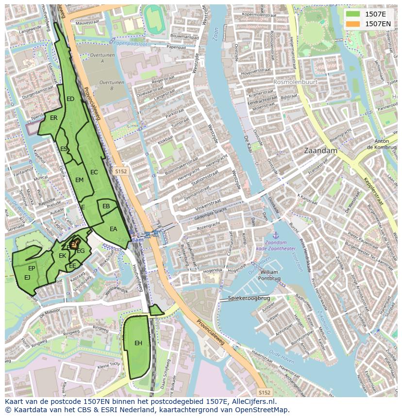 Afbeelding van het postcodegebied 1507 EN op de kaart.