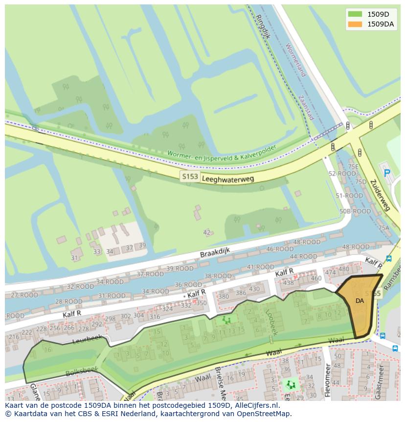 Afbeelding van het postcodegebied 1509 DA op de kaart.