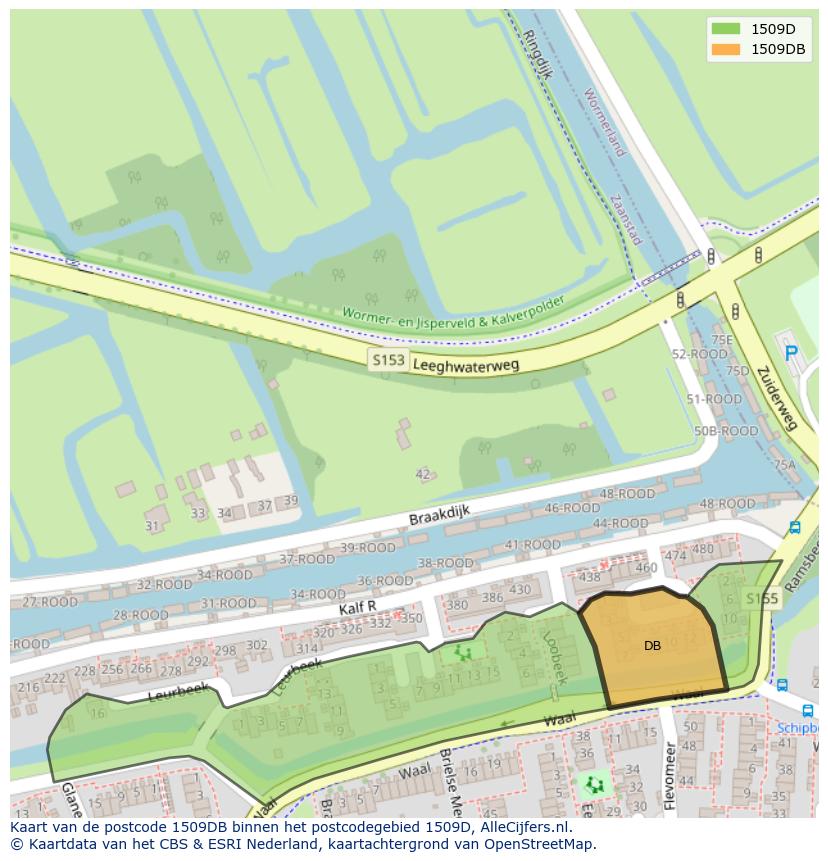 Afbeelding van het postcodegebied 1509 DB op de kaart.