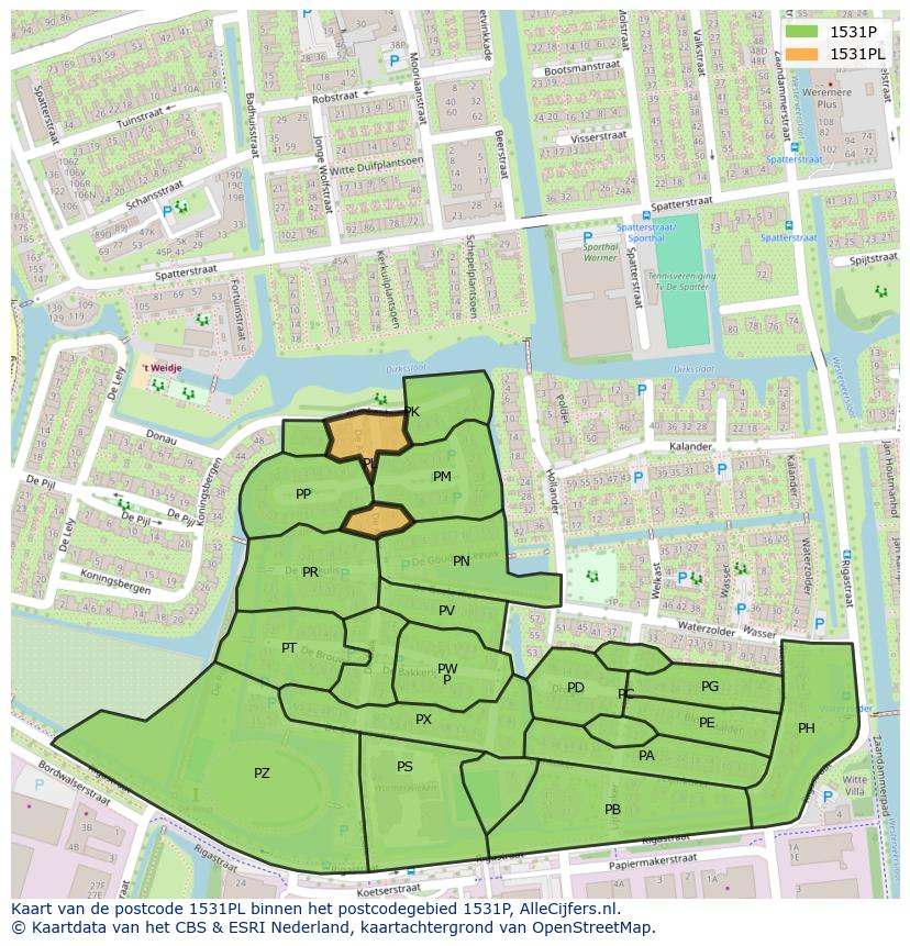 Afbeelding van het postcodegebied 1531 PL op de kaart.