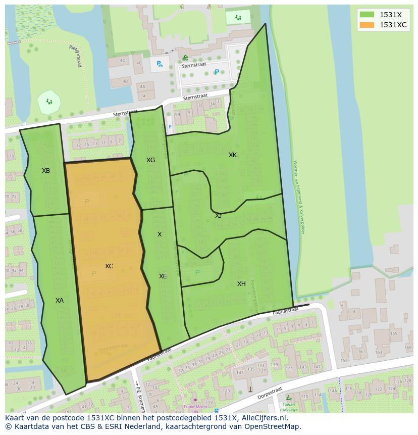 Afbeelding van het postcodegebied 1531 XC op de kaart.
