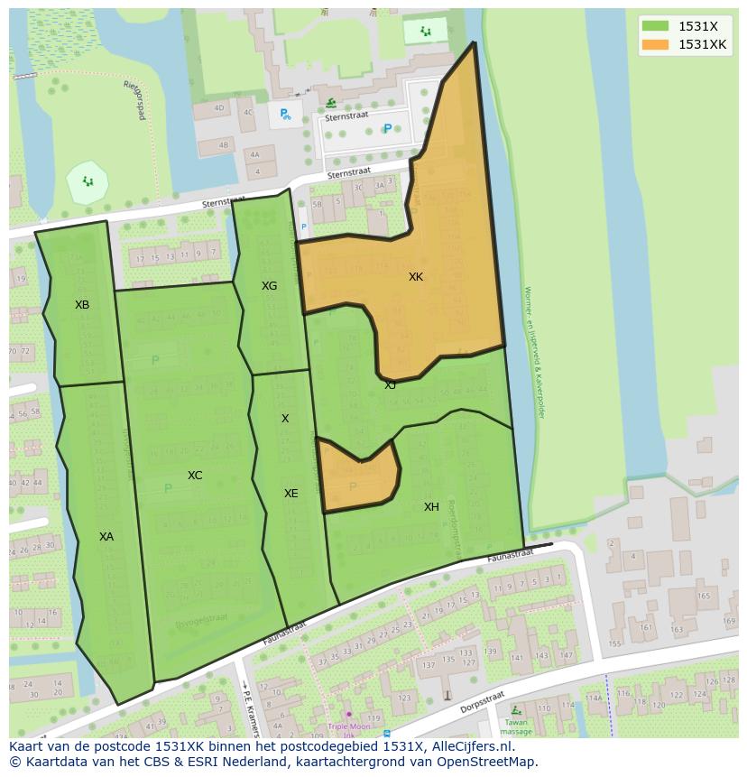 Afbeelding van het postcodegebied 1531 XK op de kaart.