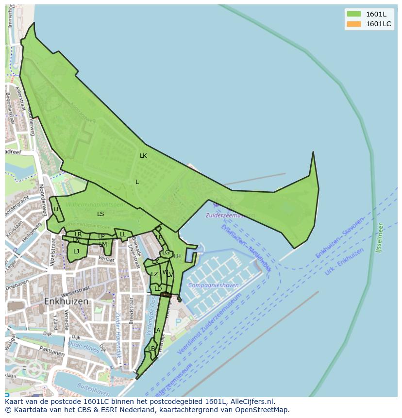 Afbeelding van het postcodegebied 1601 LC op de kaart.