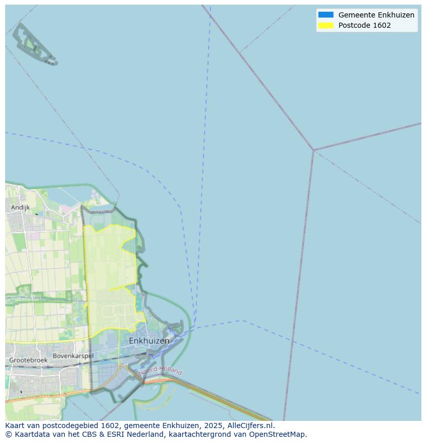 Afbeelding van het postcodegebied 1602 op de kaart.