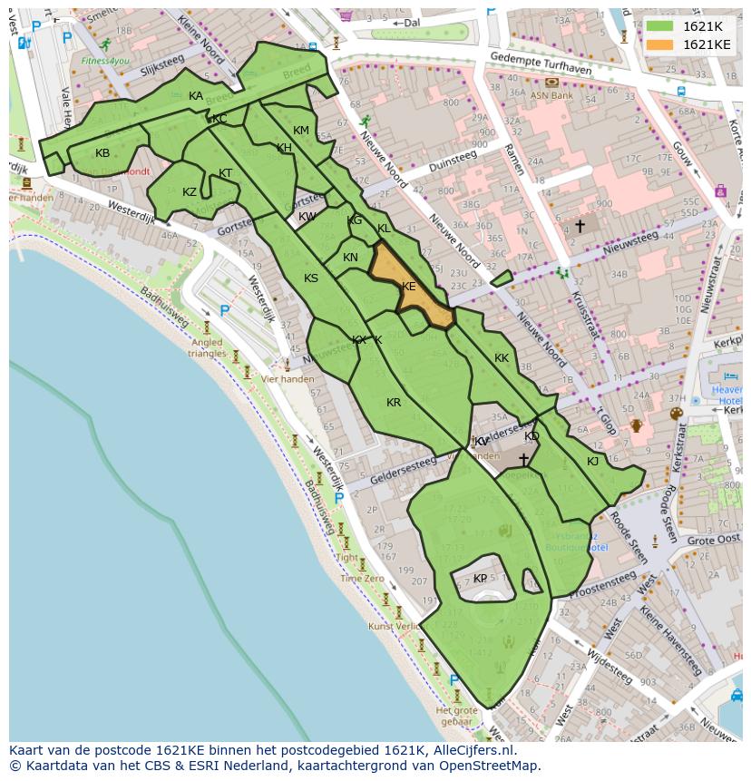 Afbeelding van het postcodegebied 1621 KE op de kaart.