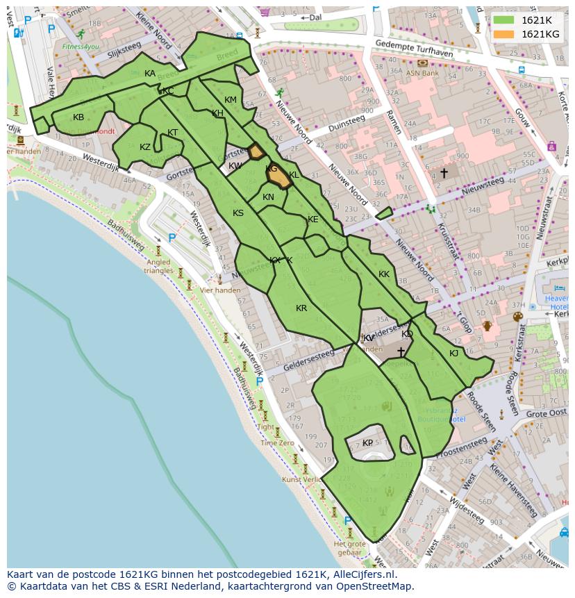 Afbeelding van het postcodegebied 1621 KG op de kaart.