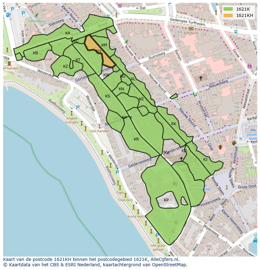 Afbeelding van het postcodegebied 1621 KH op de kaart.