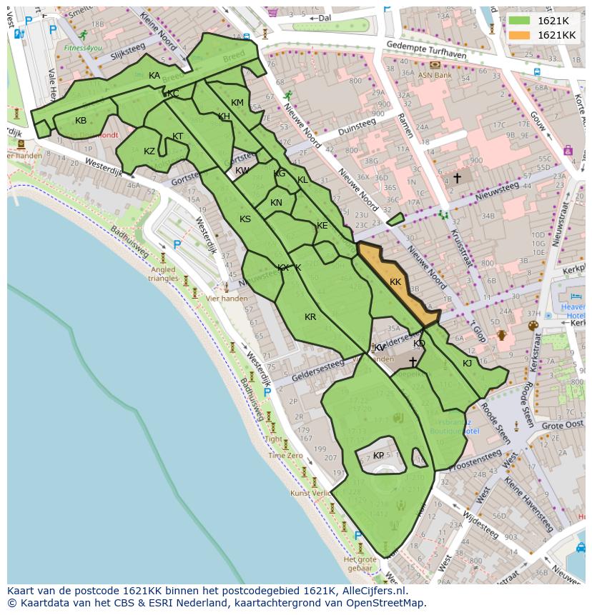 Afbeelding van het postcodegebied 1621 KK op de kaart.