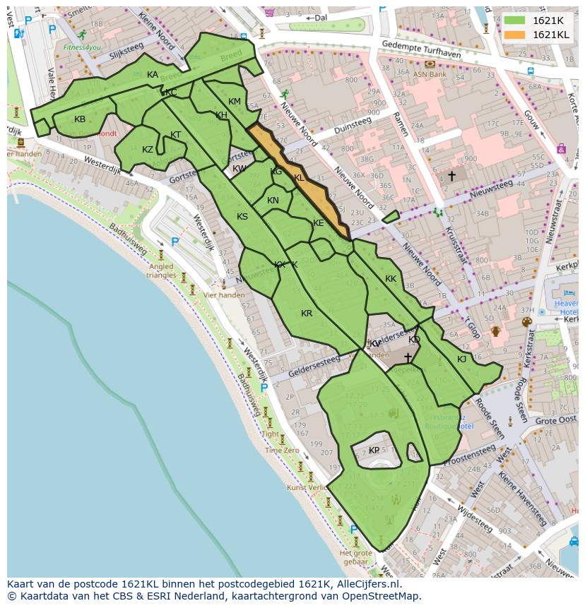 Afbeelding van het postcodegebied 1621 KL op de kaart.