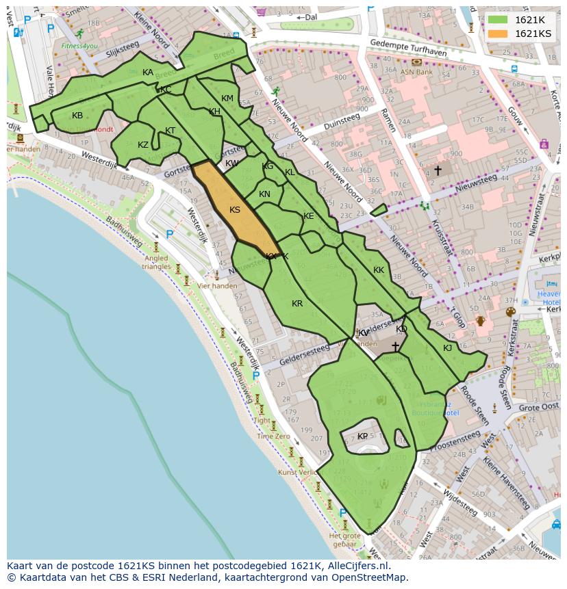 Afbeelding van het postcodegebied 1621 KS op de kaart.