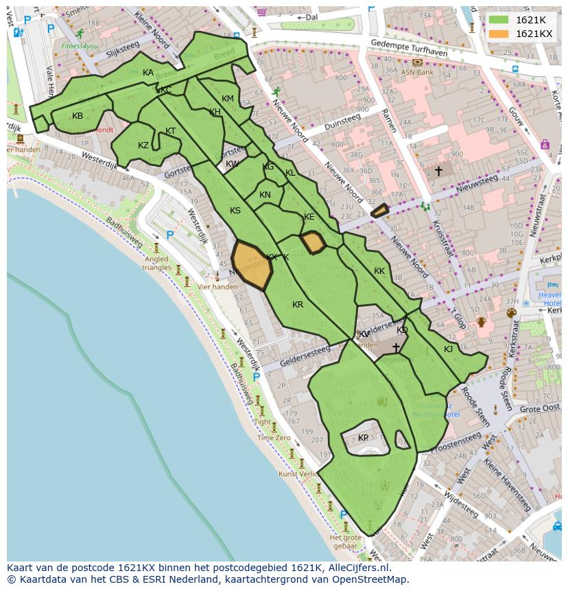 Afbeelding van het postcodegebied 1621 KX op de kaart.