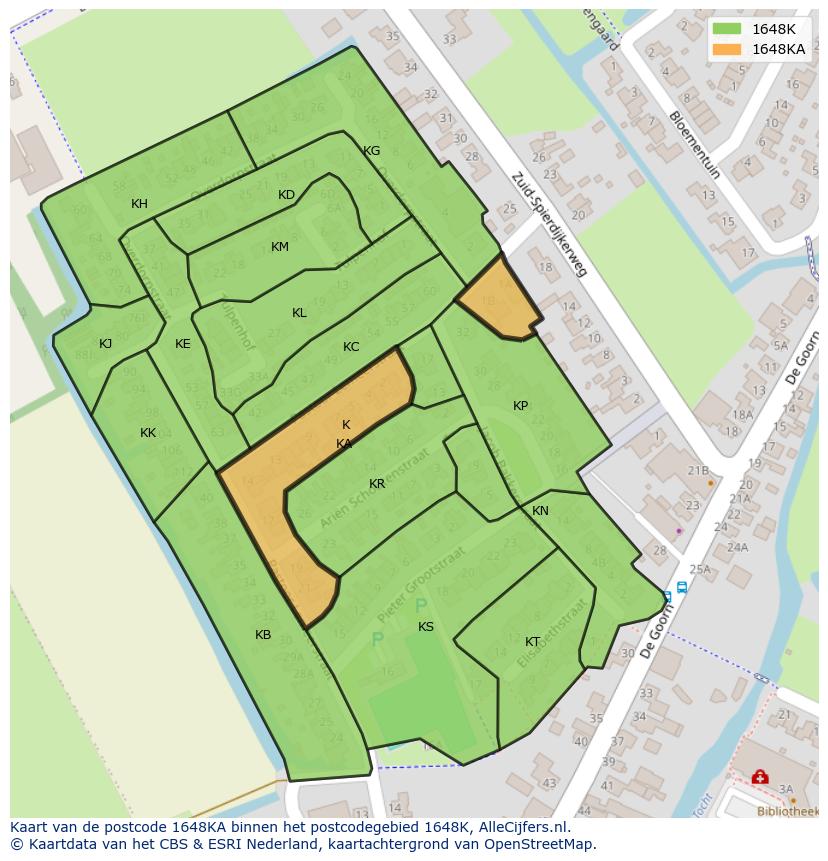 Afbeelding van het postcodegebied 1648 KA op de kaart.