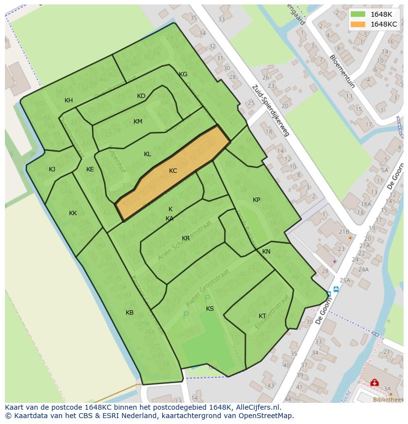 Afbeelding van het postcodegebied 1648 KC op de kaart.
