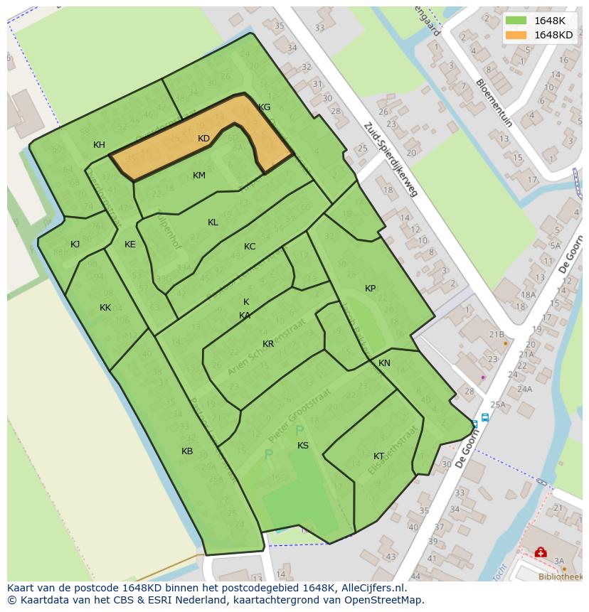 Afbeelding van het postcodegebied 1648 KD op de kaart.