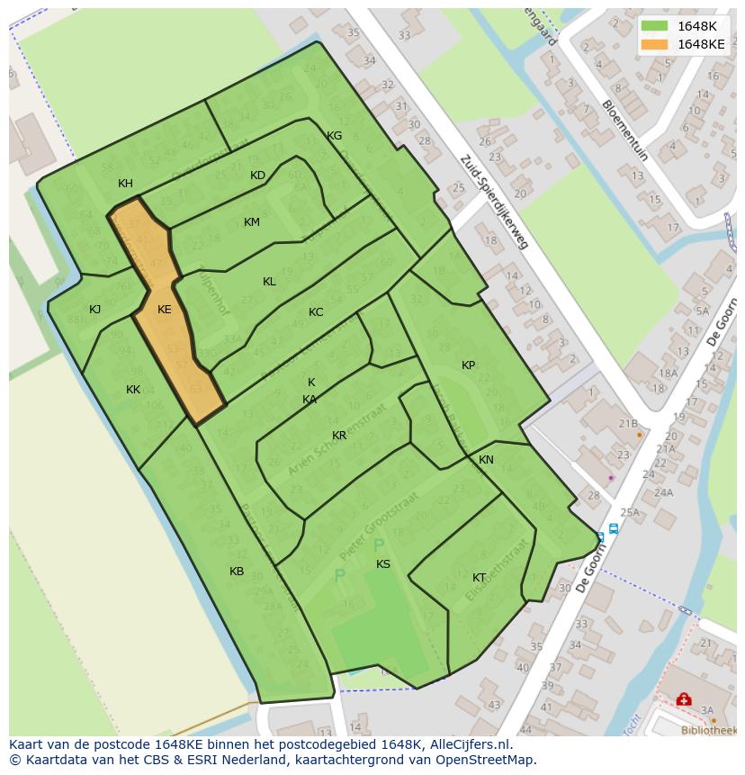 Afbeelding van het postcodegebied 1648 KE op de kaart.