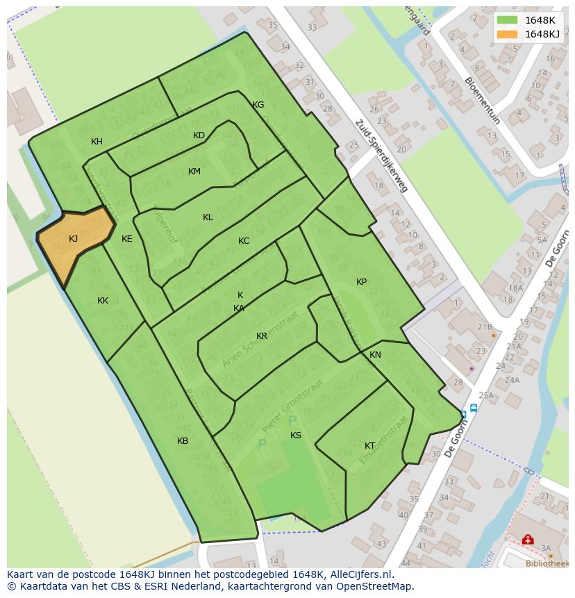 Afbeelding van het postcodegebied 1648 KJ op de kaart.