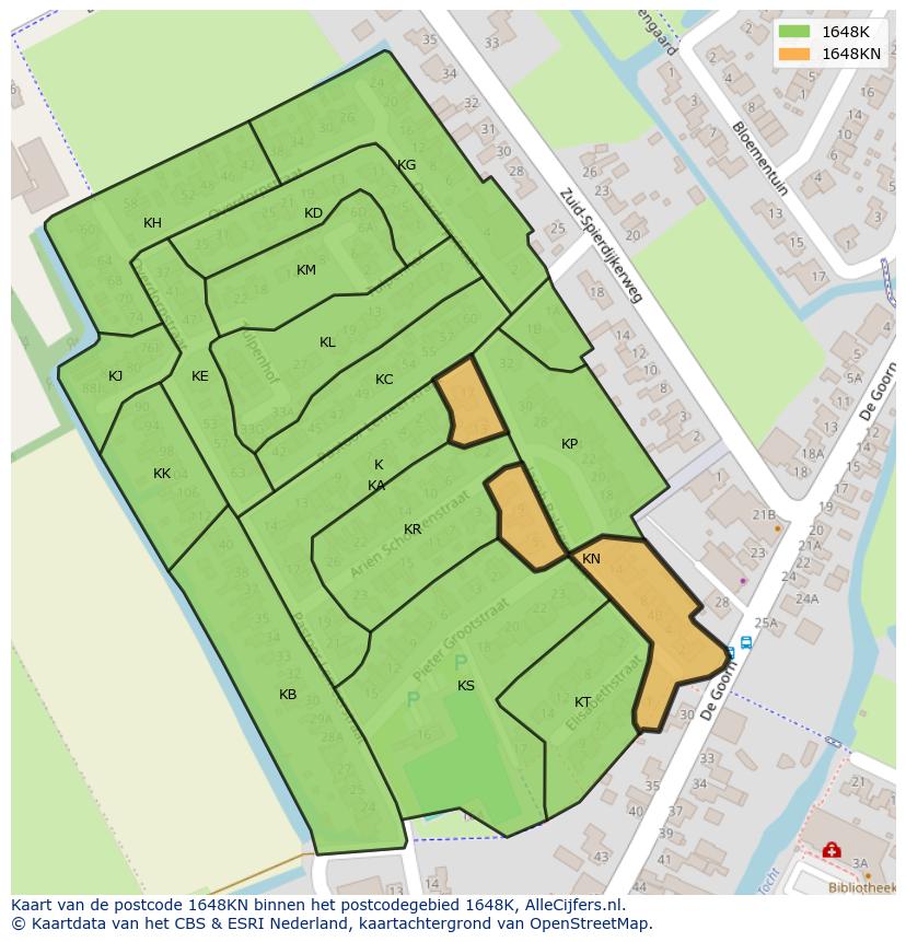 Afbeelding van het postcodegebied 1648 KN op de kaart.