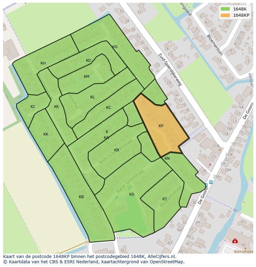 Afbeelding van het postcodegebied 1648 KP op de kaart.